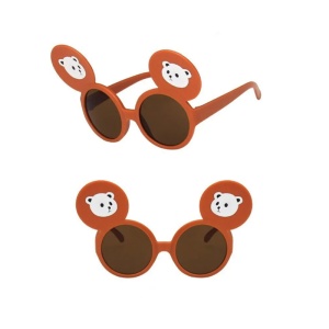 Ochelari de soare pentru copii, unisex, model cu urechiuse de ursulet, flexibili, marime universala, maro - Img 3