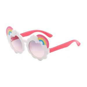 Ochelari de soare pentru copii, unisex, model curcubeu cu accesorii, marime universala, albi