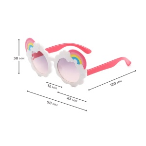 Ochelari de soare pentru copii, unisex, model curcubeu cu accesorii, marime universala, albi - Img 2