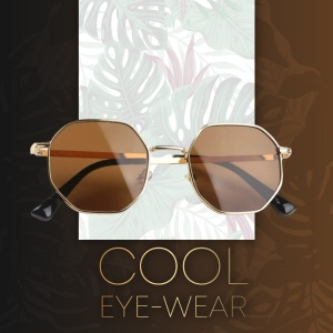 Ochelari de soare pentru copii, unisex, model fashion cu rama metalica, marime universala, maro - Img 3