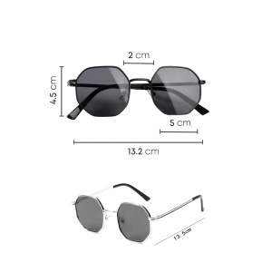 Ochelari de soare pentru copii, unisex, model fashion cu rama metalica, marime universala, negri - Img 4