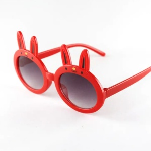 Ochelari de soare pentru copii, unisex, model iepuras, marime universala, rosii - Img 2
