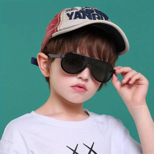 Ochelari de soare pentru copii, unisex, model pilot curajos, tematica summer drive, marime universala, negri - Img 3