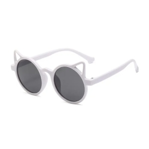 Ochelari de soare pentru copii, unisex, model pisicuta, accesorii urechiuse, marime universala, albi