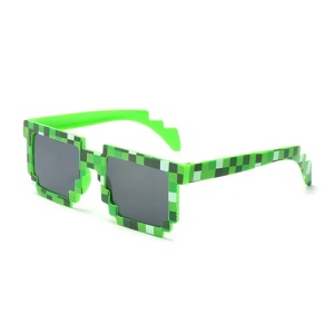 Ochelari de soare pentru copii, unisex, model pixelat, tematica cool gamer, marime universala, verzi