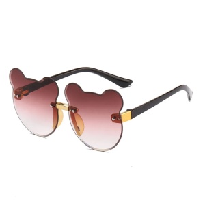 Ochelari de soare pentru copii, unisex, model ursulet, gradient, marime universala, maro