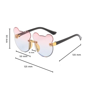 Ochelari de soare pentru copii, unisex, model ursulet, gradient, marime universala, albastru deschis - Img 3