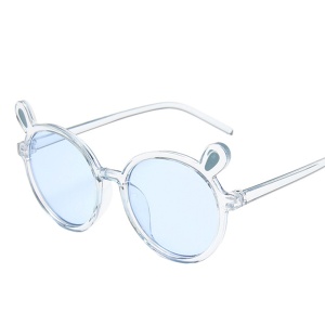Ochelari de soare pentru copii, unisex, model vesel cu accesorii urechiuse, marime universala, albastri