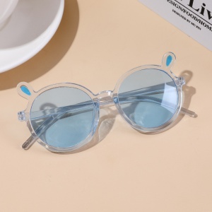 Ochelari de soare pentru copii, unisex, model vesel cu accesorii urechiuse, marime universala, albastri - Img 4