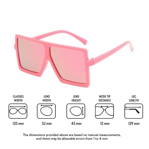Ochelari de soare pentru copii, unisex, model voluminos cool, tematica fashion summer, marime universala, roz - Img 4