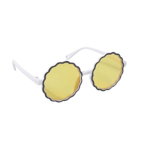 Ochelari de soare pentru copii, unisex, rotunzi, model summer cool, marime universala, albi cu galben - Img 2