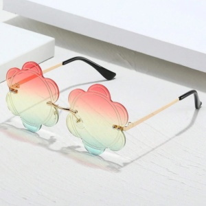 Ochelari de soare pentru femei, model cu floare, tematica I love retro flower, marime universala, multicolori - Img 2