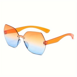 Ochelari de soare pentru femei, model pentru petrecareti, tematica dance with me, marime universala, portocalii cu albastru
