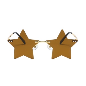 Ochelari de soare pentru femei, model super cool cu stea, tematica new star in town, marime universala, maro - Img 2