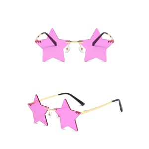 Ochelari de soare pentru femei, model super cool cu stea, tematica new star in town, marime universala, mov - Img 3