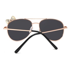 Ochelari de soare pentru fetite, model delicat accesorizat cu fundita, tematica mica printesa, marime universala, negri - Img 3