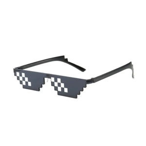 Ochelari de soare, unisex, model pixelat, tematica thug life, marime universala, negri
