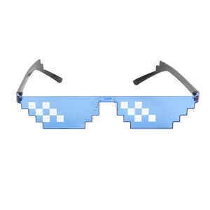 Ochelari de soare, unisex, model pixelat, tematica thug life, marime universala, albastri - Img 4
