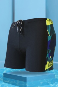 Pantaloni scurti de baie tip boxeri, barbati, imprimeu abstract, uscare rapida, verde deschis - Img 2