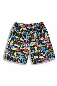 Pantaloni scurti de baie tip sort, barbati, model beach party, imprimeu summer surf, buzunar cu scai, uscare rapida, multicolor - Img 2