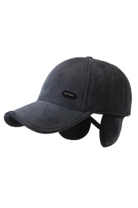 Sapca de barbati, cozoroc curbat, acoperitori pentru urechi, model confortabil, tematica refined look, marime universala, gri inchis