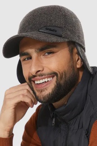 Sapca de barbati, cozoroc curbat, acoperitori pentru urechi, prindere reglabila, model chic si calduros, tematica gentleman style, marime universala, maro - Img 2