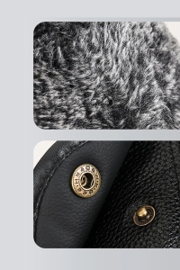 Sapca de barbati, cozoroc curbat, protectie pentru urechi, prindere cu capse, model calduros, tematica business style, marime universala, maro - Img 3
