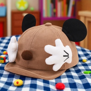 Sapca pentru copii, accesorizata cu elemente haioase, cozoroc curbat, model vesel, tematica little mouse, 3 luni – 3 ani, maro inchis - Img 4
