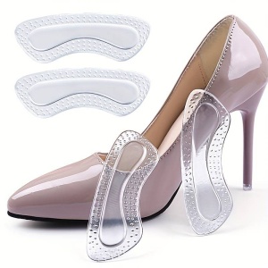 Set 4 branturi, pentru incaltari, protectie pentru calcai din silicon, ajustabil, marime universala, transparenti, alb - Img 2