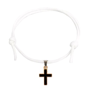 Set bratari cuplu, tip sfoara, cu accesoriu cruce, reglabile, albe - Img 4