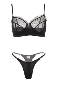 Set lenjerie sexy 2 piese cu dantela, sutien negru