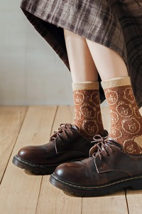Sosete dama, model calduros cu ursuleti, tematica cozy bear, marime 38 – 42, caramel - Img 4