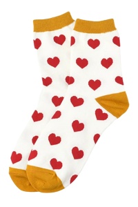 Sosete trendy, model peste glezna, imprimeu grafic cu inimioare, tematica magic heart, marime 36-42, unisex, albe