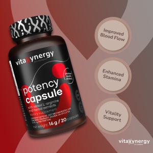 VITAXYNERGY Potency Capsule - 20 Capsule Supliment pentru Sanatatea Sistemului Reproductiv Masculin si Performanta Intima Cu L-Arginina 500 mg Imbunatateste Libidoul si Functia Erectila - Img 3