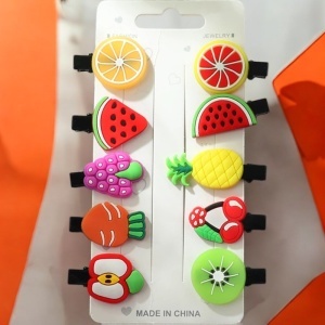 Accesorii de par tip agrafe, set 10 bucati, accesorizate cu personaje haioase, model vesel si versatil, tematica puterea culorilor, verde multicolor - Img 3
