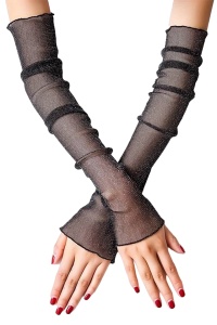 Acoperitori pentru maini tip manusi, model semitransparent si delicat, fara degete si fara prindere, tematica cute and soft, marime universala, negre