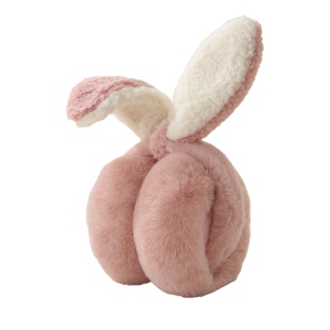 Acoperitori pentru urechi, protectie impotriva frigului, model casti pufoase cu urechi lungi de iepuras, pliabile, tematica happy bunny, marime universala, roz inchis