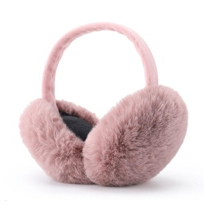Acoperitori pentru urechi, protectie impotriva frigului, model casti dama clasice, calduroase si pufoase, pliabile, tematica fluffy winter, marime universala, roz inchis