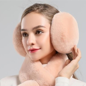 Acoperitori pentru urechi, protectie impotriva frigului, model casti care se poarta pe spatele capului, tematica fluffy and warm, unisex, marime universala, maro - Img 2