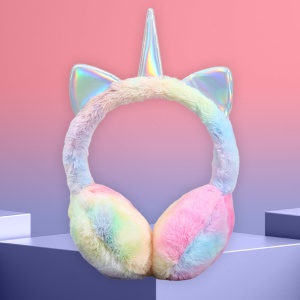 Acoperitori pentru urechi, protectie impotriva frigului, model casti pentru copii, reglabile, tematica petrecere cu unicorni, marime universala, multicolore - Img 2