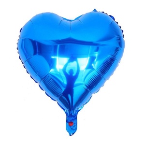 Balon iubire, decor inima, 45 cm, albastru