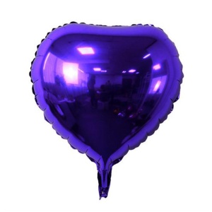 Balon iubire, decor inima, 45 cm, mov inchis