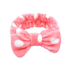 Bentita cosmetica machiaj, elastica, model cu buline albe, roz, marime standard