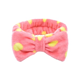 Bentita cosmetica machiaj, elastica, model cu buline colorate, roz bombon cu buline galbene, marime standard
