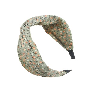 Bentita pentru par cu nod, model clasic elegant, cu imprimeu floral, marime universala, verde