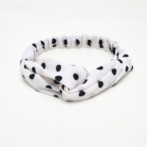 Bentita pentru par elastica, model buline chic, alba, marime standard