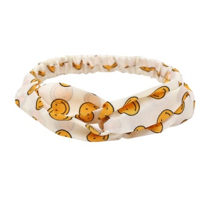 Bentita pentru par elastica, model jucaus, alba cu imprimeu smiley face, marime standard