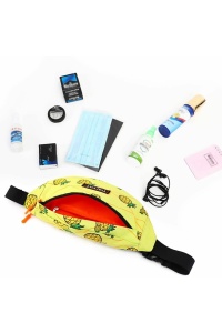 Borseta de talie sau umar, galbena, imprimeu tropical ananas, unisex - Img 4