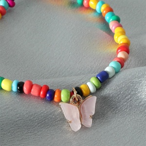 Bratara cu pandantiv in forma de fluture, margele multicolore, dama - Img 2