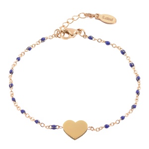 Bratara dama, model fashion delicat cu inimioara, tematica my heart is yours, reglabila, albastra